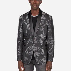 Express Slim Contrast Floral Tuxedo Jacket